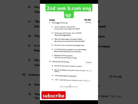 2nd sem b.com english question paper #mysoreuniversity #nep #bcom2ndsemester