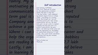 Self introduction in english || interview introduce yourself || #shorts #trending #introduction