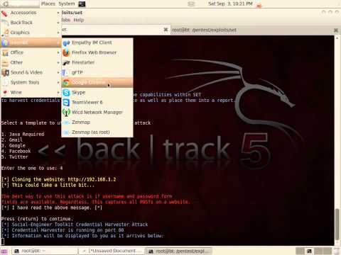 Credential Harvester Attack Method  SET Backtrack 5 Tutorial