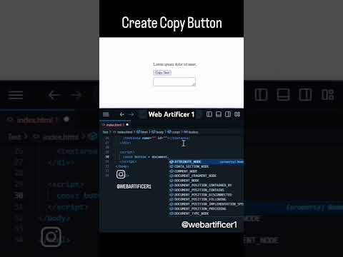 Create Copy Button shorts #webartificer1 #shorts #webdevelopment #viralvideo #frontendwebdeveloper