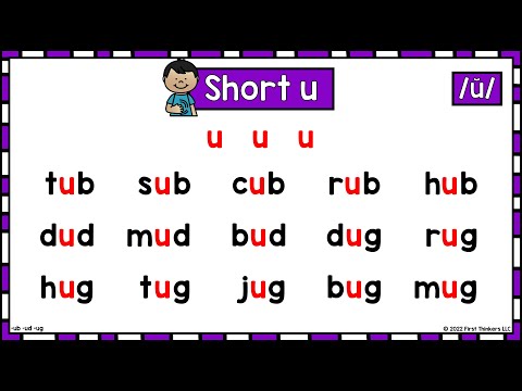 CVC Word Practice Short U using Backward Blending for Kindergarten and 1st Grade