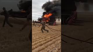 Something you don’t see everyday #fire #combine #scary #insane