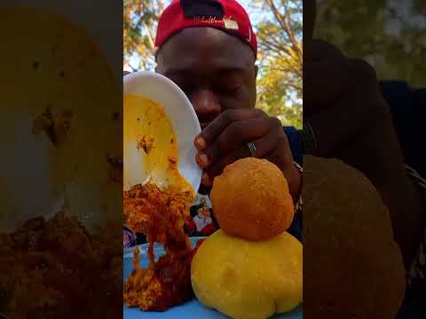 ASMR FUFU & EGUSI SOUP WITH EGUSI THRILLER || STREET EDITION  #asmrfufu #fufuchallenge #fufuasmr