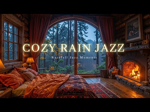 Misty Forest Cabin Jazz | Gentle Rainfall & Relaxing Jazz for Peaceful Mood and Stress Relief