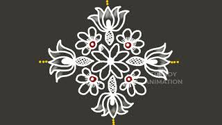 Easy & simple rangoli 11*1dots |  Simple rangoli designs | Pandaga muggulu | @trendyanimation