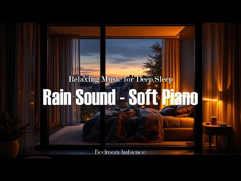 Deep Sleep in a City View Bedroom with Soft Rain Sounds & Piano Relaxing Music