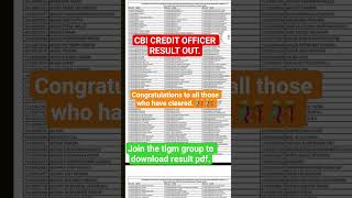 CBI CREDIT OFFICER RESULT OUT! #IBPS#