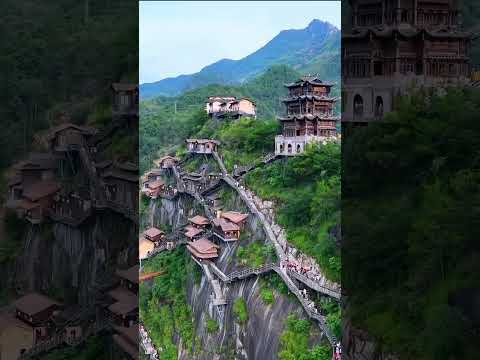 Most Beautiful Tourist Hotel in the World Cliff Hanging Houses in China MustVisit Destination #china