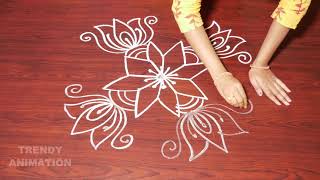 Awesome simple and easy rangoli design | Muggulu | Latest rangoli designs | trendyanimation |