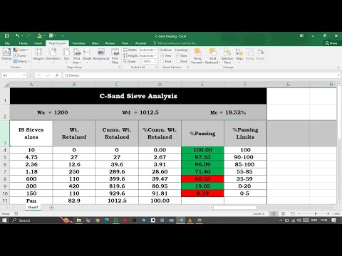 Auto mated excel sheet for coarse sand sieve analysis