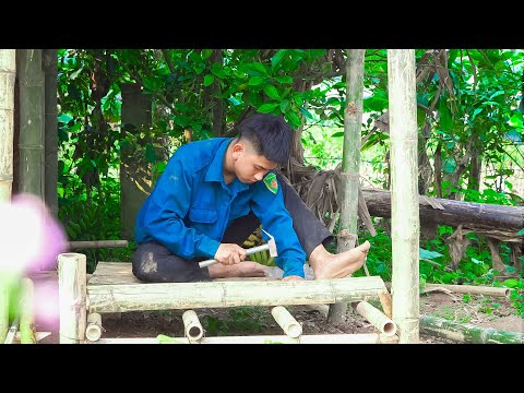 How to make a bamboo house waiting room very simply & clear the land to make a kitchen | Tiểu Ca