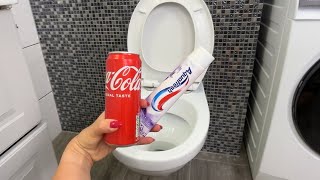 Toilet covered in stains? Try this cola and toothpaste trick!
