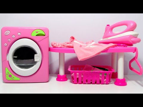 Toy Washing Machine with Iron and Ironing Board Laundry Playset Unboxing and Review