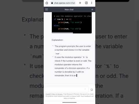 Python code to Check if a Number is odd or even #pythontutorial #chatgpt #python #shorts #tutorial
