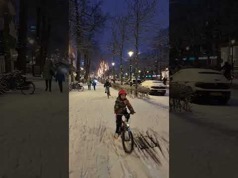 Going to School in Netherlands on a snowy morning