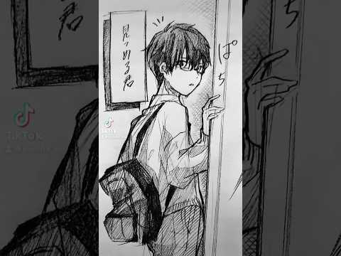 夏なので再投稿失礼します #アナログイラスト #イラスト #illustration #創作イラスト #描いてみた #drawing #同級生 #恋愛 #両片思い #片思い #夏 #メガネ男子