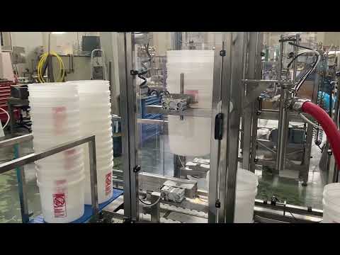 4-Gallon Bucket Filling Line with Automatic Feeding and Overcap Application