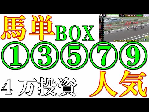 1st and 2nd place(①③⑤⑦⑨popular)Exacta box!Betting 12 races!A total of $ 400.【Horse racing】