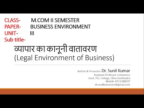 #व्यसाय_में_वैधानिक_पर्यावरण,  #legal_environment_in_business, #Dr.SunilKumar,