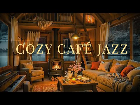 Jazz Music Cafe ☕ 3 Hours Of Gentle Jazz Music In A Cozy Cafe Shop With Fireplace, Relaxing Jazz