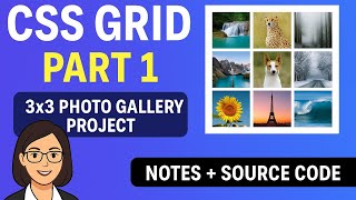 Day 14: CSS Grid Tutorial (Part 1) | Learn Grid Basics with 3x3 Photo Gallery Project