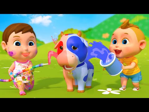 Colorful fun with cow and surprise eggs - Children's cartoon with colorful eggs | Animal game