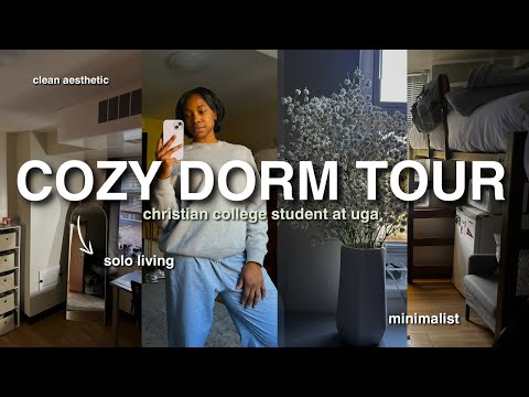 COZY DORM TOUR: solo living, uga student, warm & minimalist decor as a woman of God 🤍
