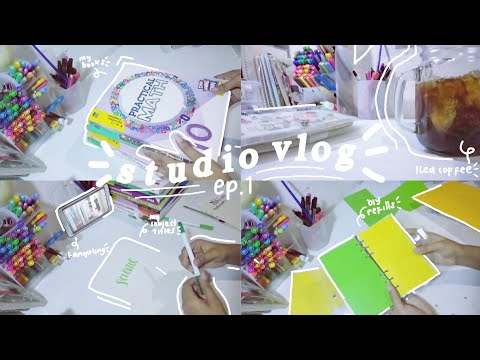 Studio vlog ep1 ☁️ getting ready for online school ✨, making my own binder refills💞 & more!💫