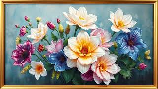 Golden Serenity | 4K Soft Flower Art for Calm Spaces | Silent Background