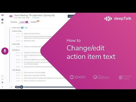How to change or edit action item's insight text. deepTalk.