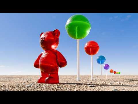 MASSIVE LOLLIPOP Domino Effect CRUSHES Gummy Bears!