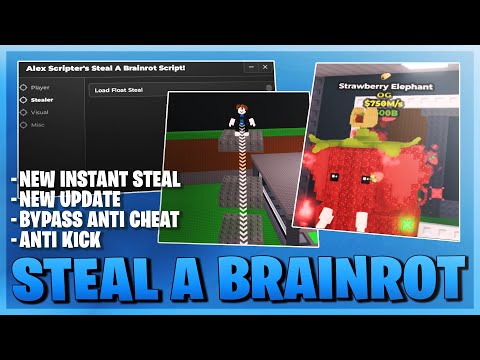 Steal A Brainrot Script *NO KEY* - New Steal, Path Walk, Teleport, Esp, Instant Steal & More!  ⛓️🐘