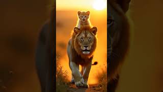 #CatOnLion#TinyKitten#MajesticLion#RealisticAnimals#cat#NatureMagic#CuteAndMajestic#LionKing