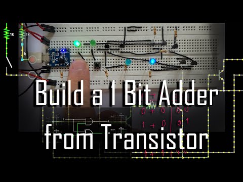 how computers add numbers and build a 1 bit adder circuit form transistor-logic and simulation