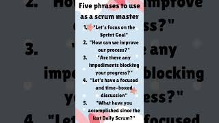 Five phrases to use as a scrum master
