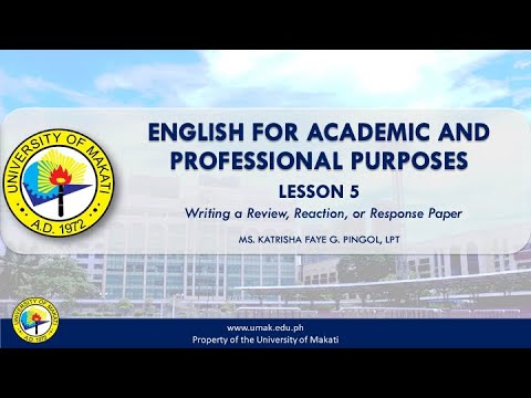Lesson 5: Writing a Review, Response, or Reaction Paper | EAPP