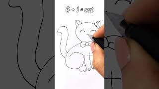 6+1=Cat #learnstepbystep #easydrawing #drawingtutorial #howtodraw #catlover #shortsviral