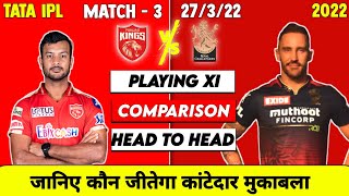 IPL 2022 - 3rd Match PBKS vs RCB Playing 11, Comparison, Head to Head | RCB vs PBKS
