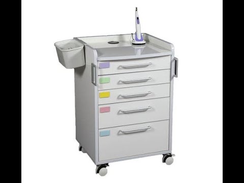 China White Five Drawers #Dental Cabinet Medical Furniture Trolley Makers