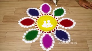Latest colorful  rangoli design | Satisfying Rangoli videos | Relaxing rangoli | Trendyanimation |