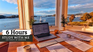 6 HOUR STUDY WITH ME on A RAINY DAY | 10 min Break, No music, Study with Merve