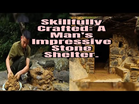 Skillfully Crafted: A Man's Impressive Stone Shelter #india #fyp