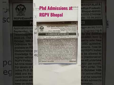 PhD admissions at RGPV Bhopal #pharmacy #applied sciences #phd_entrance #fellowship #bhopal #mpnews