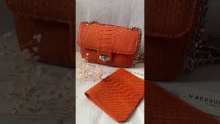 Genuine python skin mini bag in orange #bag #handbag #pythonbag #smallbag #fashion