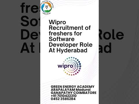 Wipro Recruitment of freshers for Software Developer role at Hyderabad | Madurai Ph 7010422310