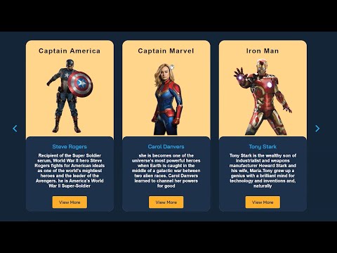 Responsive Marvel Card Slider Using HTML CSS & JavaScript