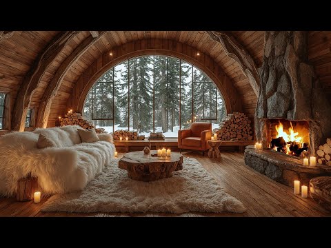 Cozy Quiet Fireplace Ambience | Winter Scene with Fireplace for Relaxation, Studying, and Stress