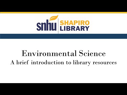 Environmental Science, An Introduction to the Shapiro Library Resources