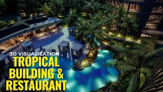Tropical Building & Restaurant | 3D Visualization with Natural Pool Design (Revit - Blender - UE5)