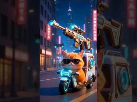 Cat's Futuristic Sci-fi Glowing Gun 🔫 Cat's Cool Gift ❤️#shorts #cartoon #cat #kitten #animals